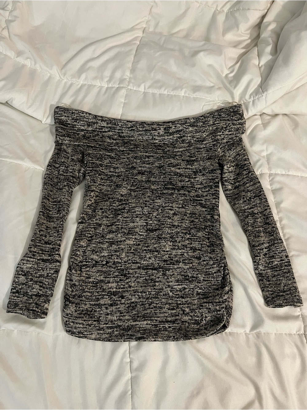 Iz Byer Marled Charcoal Off-The-Shoulder Sweater